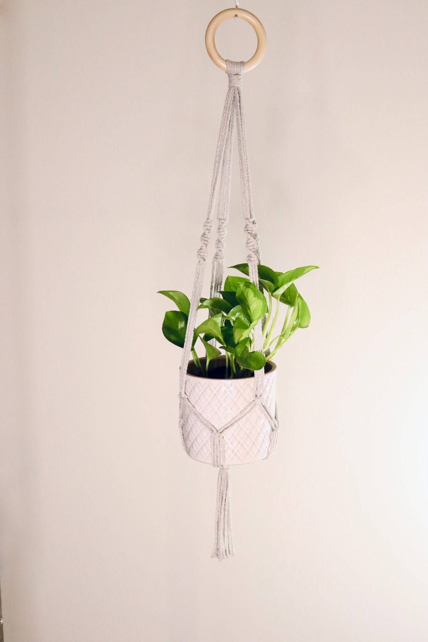 Macramé plante spirale courte frange