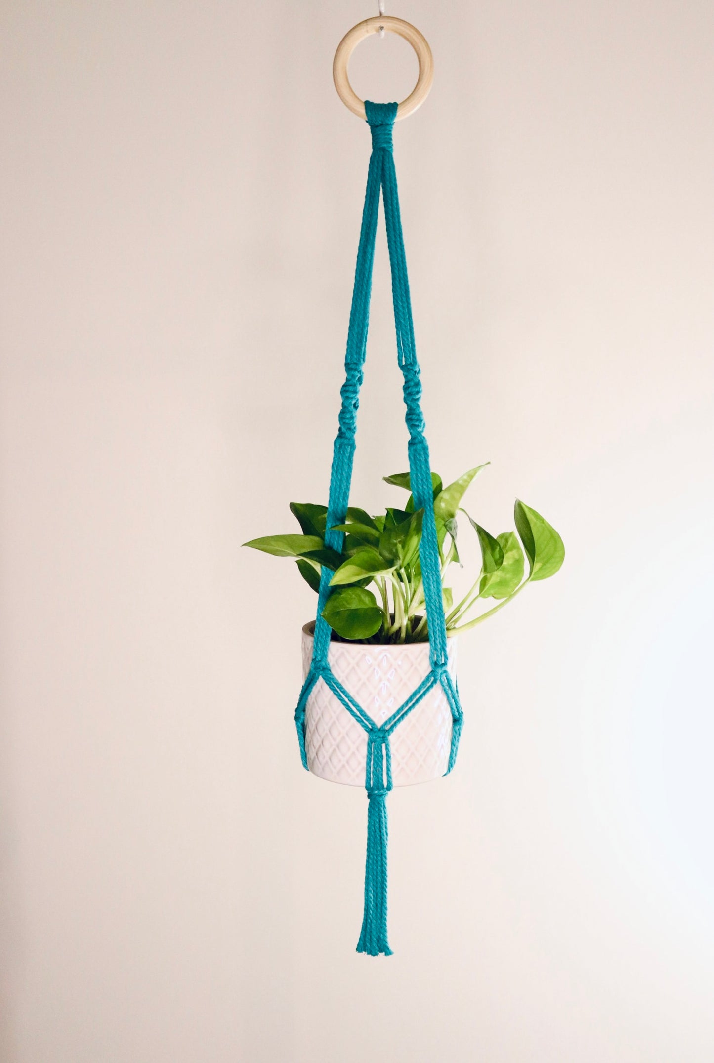 Macramé plante spirale courte frange